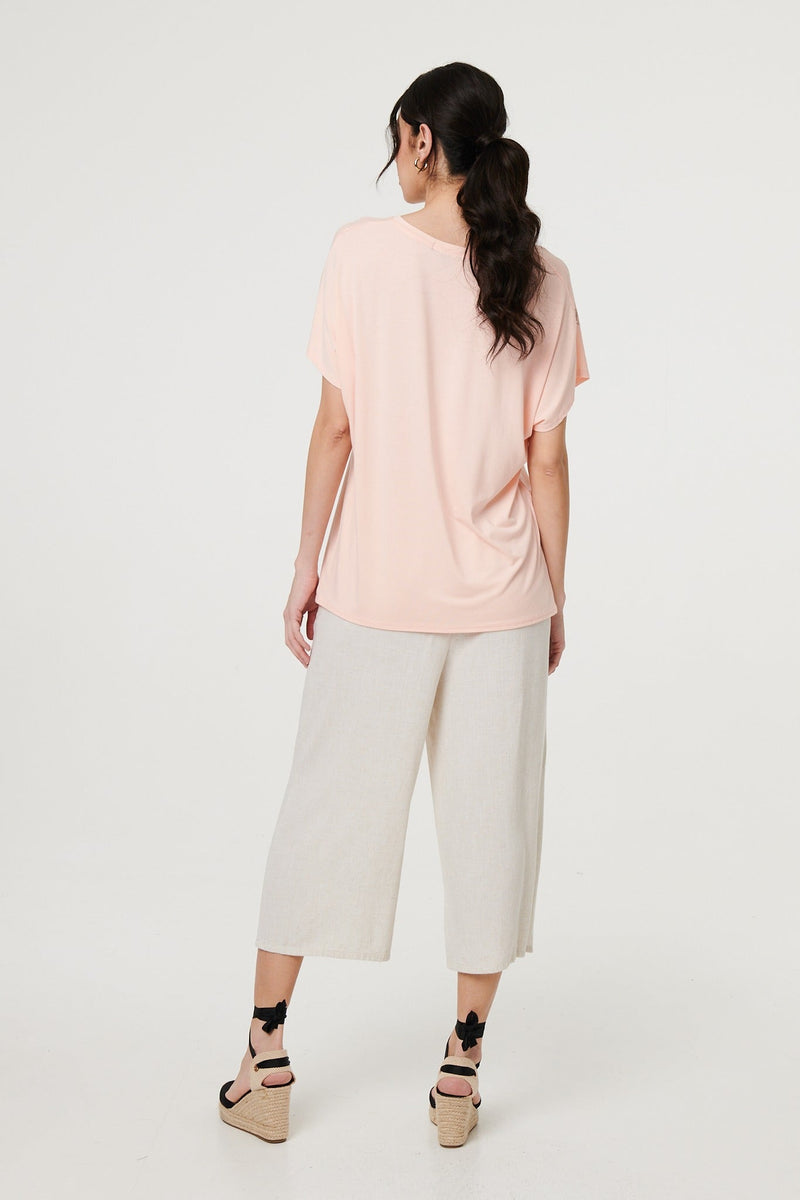 Sparkly Feather Print Relaxed T-Shirt