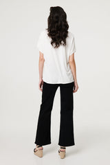 Sparkly Feather Print Relaxed T-Shirt