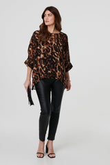Animal Print 3/4 Sleeve Blouse Top
