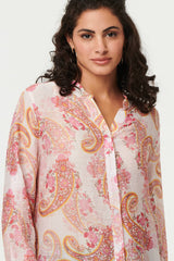 Paisley Long Sleeve Sheer Longline Shirt