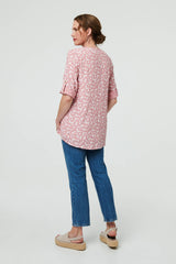Ditsy Floral 3/4 Sleeve Curve Hem Top