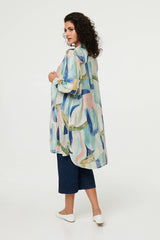 Abstract 3/4 Sleeve Short Shirt Dress