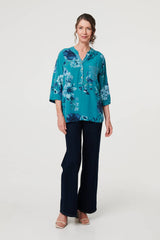 Floral Sequin Detail 3/4 Sleeve Blouse