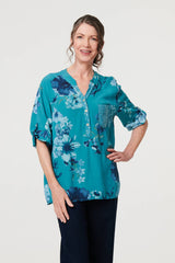 Floral Sequin Detail 3/4 Sleeve Blouse