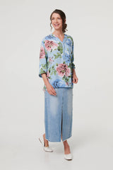Floral Sequin Embellished Relaxed Blouse