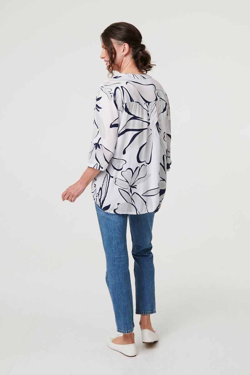 Floral Sequin Detail Relaxed Blouse