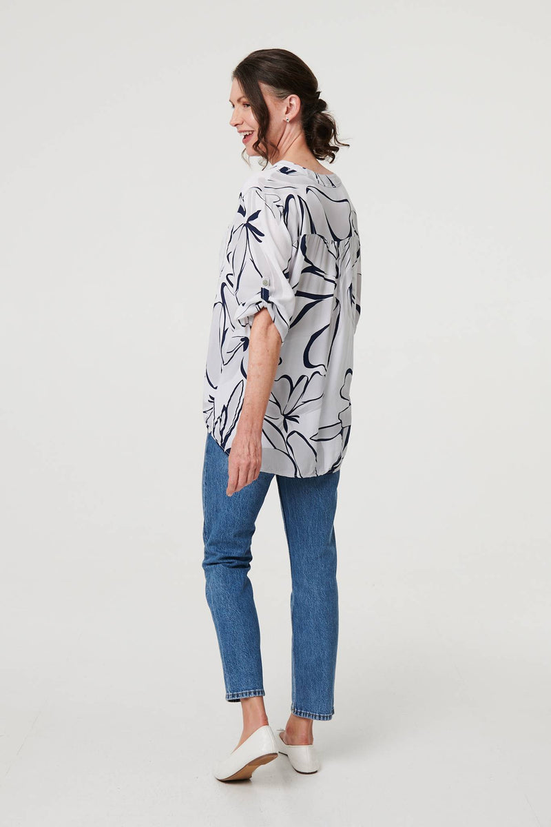 Floral Sequin Detail Relaxed Blouse