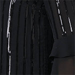 Sequin Stripe Ruffled 3/4 Sleeve Blouse