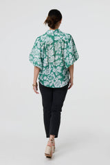 Floral Print 1/2 Puff Sleeve Shirt