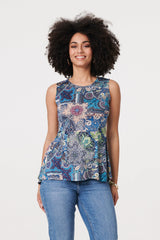 Paisley Sleeveless Round Neck Top