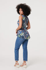 Paisley Sleeveless Round Neck Top