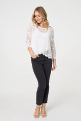 Lace Crochet Semi Sheer Layered Top