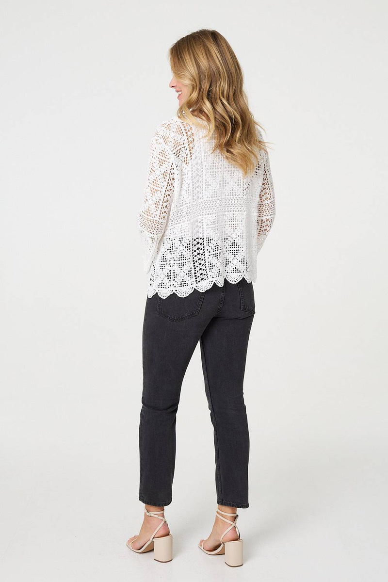 Lace Crochet Semi Sheer Layered Top