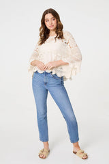 Crochet Lace 3/4 Sleeve Top