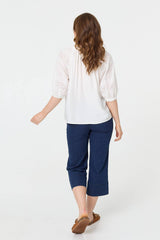 Broderie Anglaise 3/4 Puff Sleeve Blouse