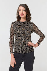 Printed Long Sleeve Fitted Top