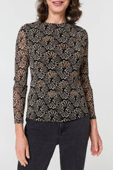 Printed Long Sleeve Fitted Top