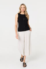 Sleeveless Button Front Slim Vest Top