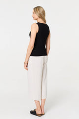 Sleeveless Button Front Slim Vest Top