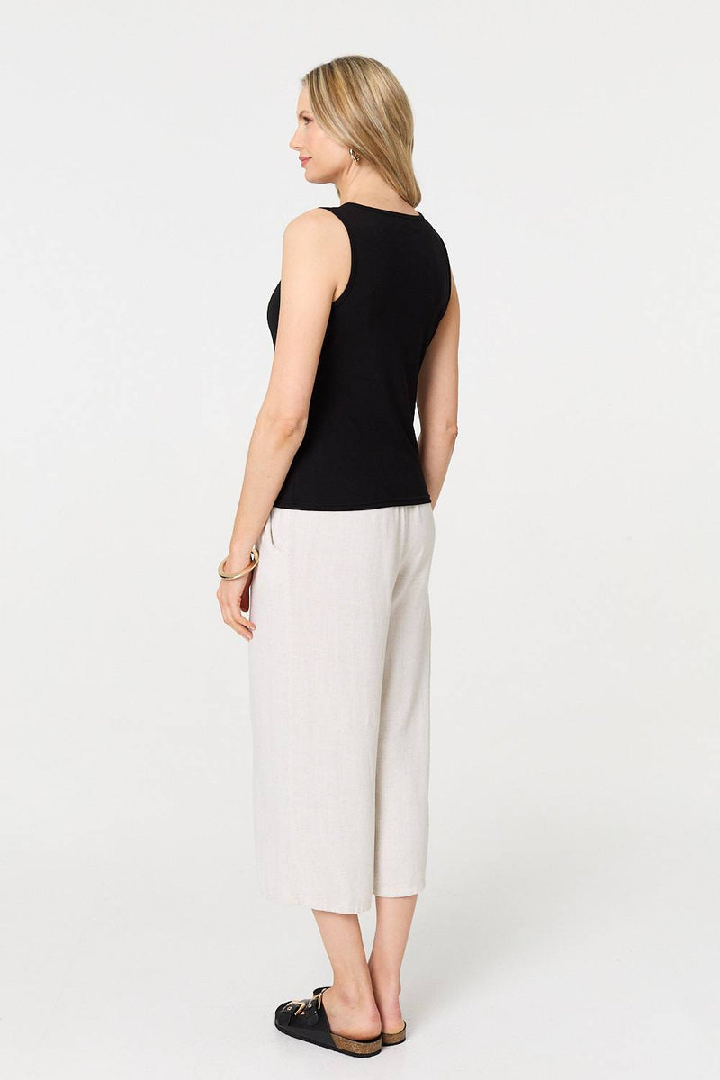 Sleeveless Button Front Slim Vest Top